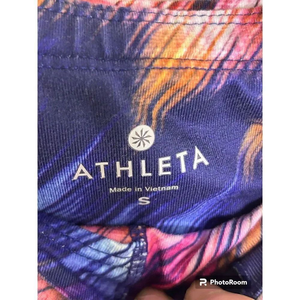 Athleta Cropped Multi Color Leggings Small Zipper In Back - Picture 3 of 4